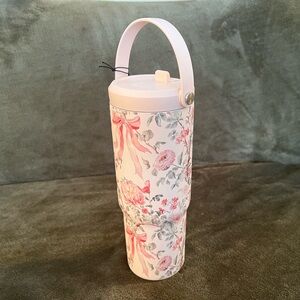 Hydra Peak Artesian Collection Pastel Pink/Peach w/Bows & Flowers 32 oz Tumbler